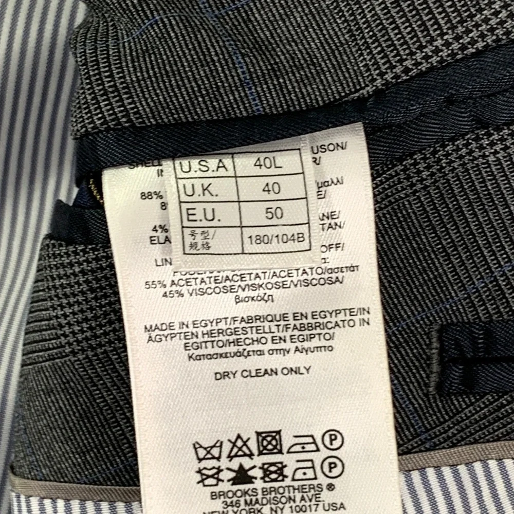 Brooks Brothers Blazer Jacket Men 40L Gray Glen Check Explorer Fitzgerald Sport